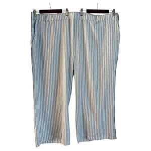 Jason Wu Women’s Linen Blend Pull On Pants Striped Pockets Size 5X Stretch